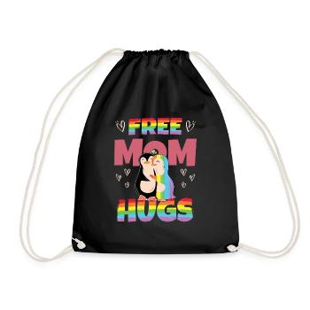 Penguin Free Mom Hugs Pride Month - Drawstring Bag - black - Front