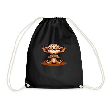 süßer Koboldmakis Kawaii Ugly Tarsier beim Yoga - Turnbeutel - Schwarz - Vorne