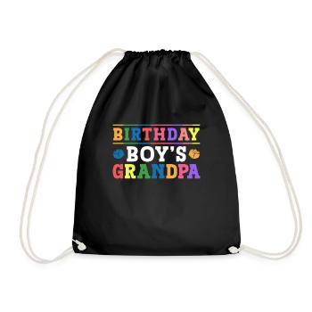 Birthday boy Grandpa building blocks - Drawstring Bag - black - Front