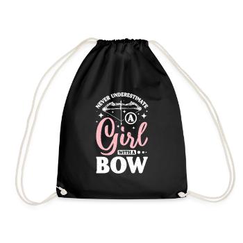 Never underestimate a girl with a bow - Drawstring Bag - black - Front