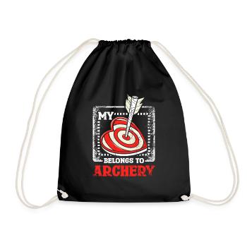 My heart belongs to archery - Drawstring Bag - black - Front