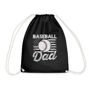 Baseball Dad USA American Flag Father's Day - Drawstring Bag - black - Front