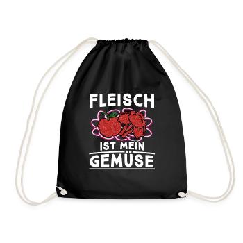 100% Veganfrei Fleischfresser Fleisch Gemüse - Turnbeutel - Schwarz - Vorne