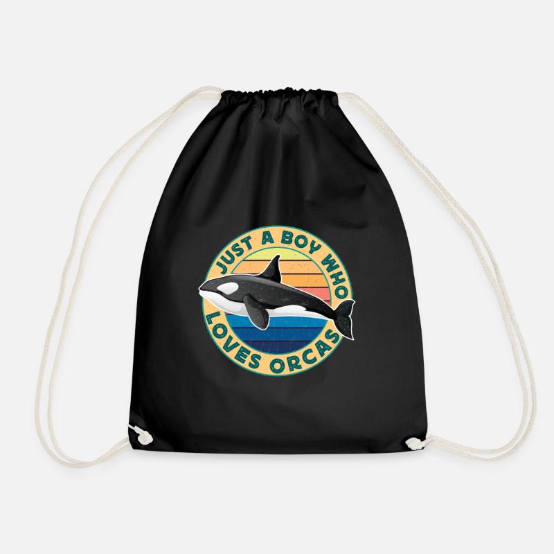 Funny Just A Boy Who Loves Orcas Zitat Retro Cool - Turnbeutel - Schwarz