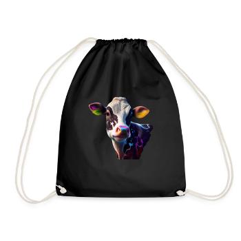 cows farmer farmer cow lover funny cow - Drawstring Bag - black - Front