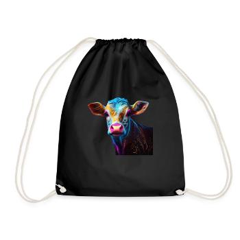 cows farmer farmer cow lover funny cow - Drawstring Bag - black - Front