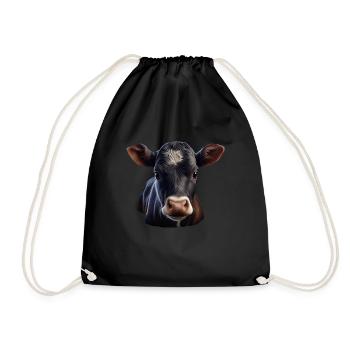 cows farmer farmer cow lover funny cow - Drawstring Bag - black - Front