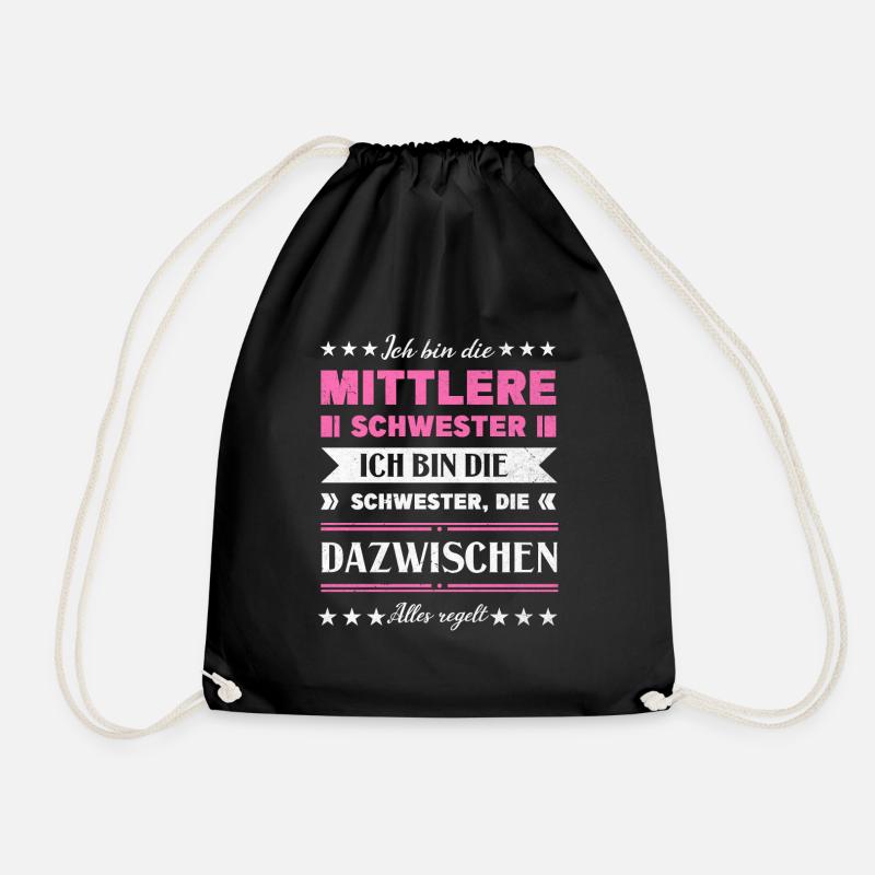 Mittelkind Sandwichkind Mittlere Schwester - Turnbeutel - Schwarz