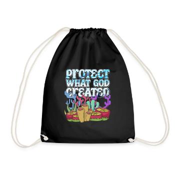 Protect Gods Creation Christianity Bible Coral - Drawstring Bag - black - Front