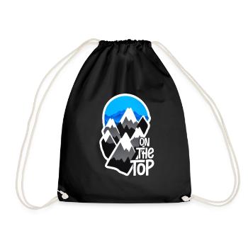 At the top of the mountain - nature - Drawstring Bag - black - Front