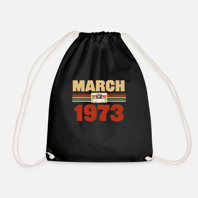 50th birthday March Born in 1973 Gift idea - Drawstring Bag - black