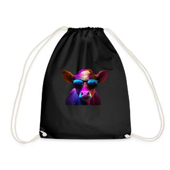 cows farmer farmer cow lover funny cow - Drawstring Bag - black - Front