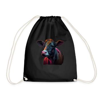 cows farmer farmer cow lover funny cow - Drawstring Bag - black - Front