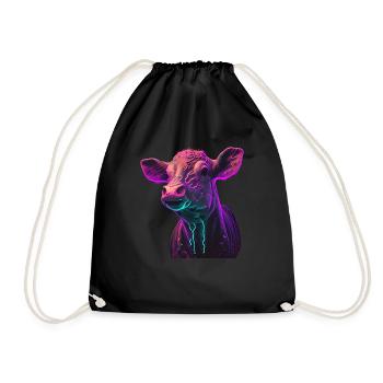 cows farmer farmer cow lover funny cow - Drawstring Bag - black - Front