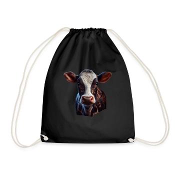 cows farmer farmer cow lover funny cow - Drawstring Bag - black - Front
