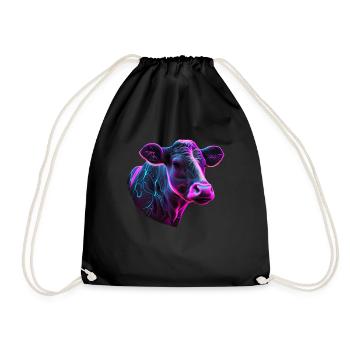 cows farmer farmer cow lover funny cow - Drawstring Bag - black - Front