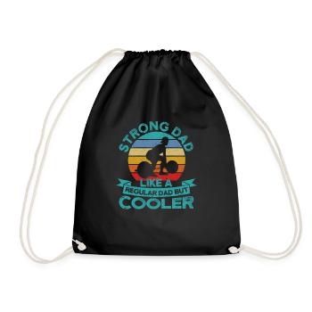 Strong dad like a normal daddy, but cooler - Drawstring Bag - black - Front