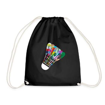 Badminton Sports Hobby Colorful Retro Sports - Drawstring Bag - black - Front