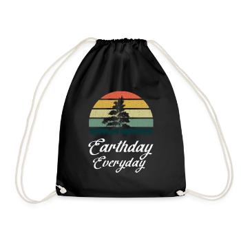 Planet Oceans Day Retro Vintage Earth Day - Drawstring Bag - black - Front