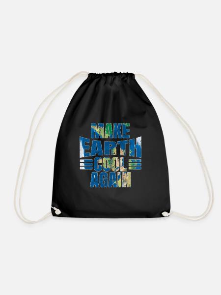 Make Earth Cool Save Nature Oceans Day Earth Day - Turnbeutel - Schwarz