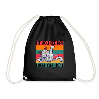 Eff tu vois Kay pourquoi oh tu drôles de chat design rétro - Sac de sport léger - noir - Devant
