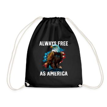 Always Free as America American Bald Eagle USA - Turnbeutel - Schwarz - Vorne