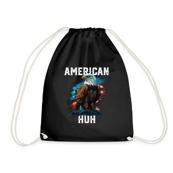 American Huh USA Flag Patriotic American Bald - Drawstring Bag - black - Front
