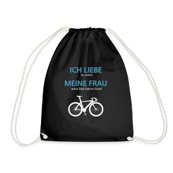 Rennrad- Liebe meine Frau Blau Weiß - Turnbeutel - Schwarz - Vorne