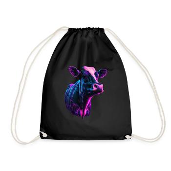 cows farmer farmer cow lover funny cow - Drawstring Bag - black - Front