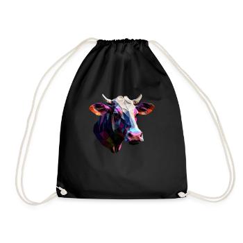 cows farmer farmer cow lover funny cow - Drawstring Bag - black - Front