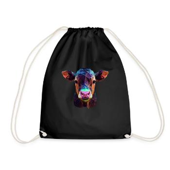 cows farmer farmer cow lover funny cow - Drawstring Bag - black - Front