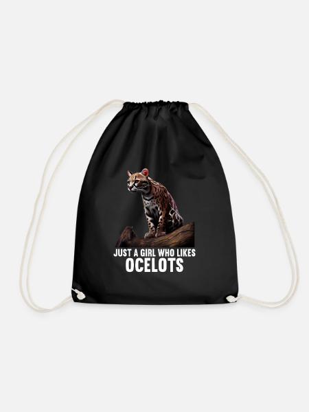 just a boy girl who loves Ocelots Ocelot ocelot ocelot - Drawstring Bag - black