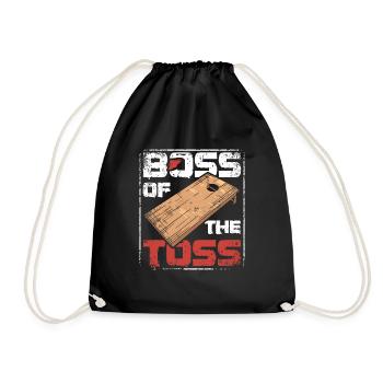 Boss of the toss cornhole - Drawstring Bag - black - Front