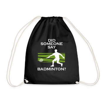 Playing Badminton Hobby Sports Shuttlecock - Drawstring Bag - black - Front