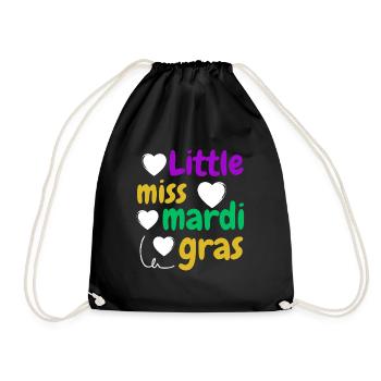 cute Little miss mardi gras 2023 - Drawstring Bag - black - Front