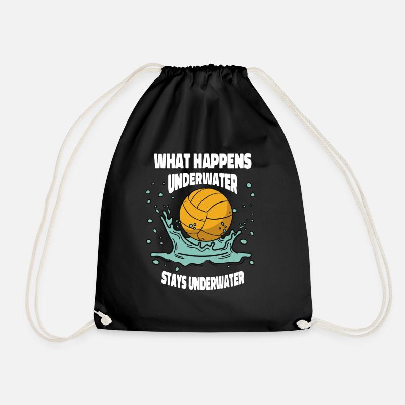 Funny Water Polo Player Ball Cartoon - Drawstring Bag - black