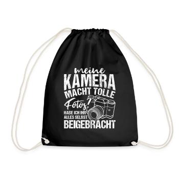 Kamera Fotografie Spruch Kamera Freunde Fotografie - Turnbeutel - Schwarz - Vorne