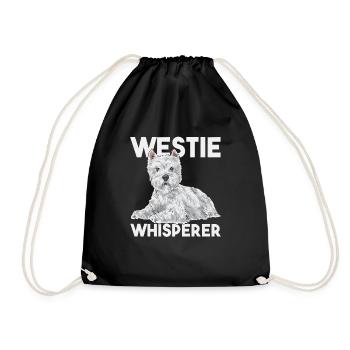 West Highland White Terrier Westie - Drawstring Bag - black - Front