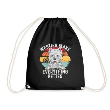 West Highland White Terrier Westie - Turnbeutel - Schwarz - Vorne