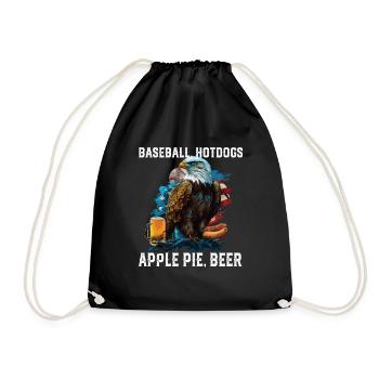 Baseball Hotdogs Apple Pie Beer Drinker Patriotic - Turnbeutel - Schwarz - Vorne