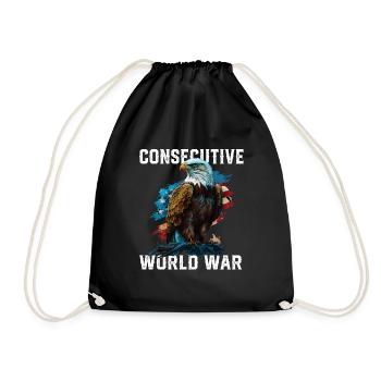 Consecutive World War American Veteran USA Fourth - Drawstring Bag - black - Front