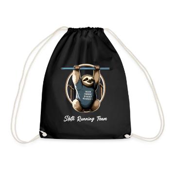 Sloth Running Team T-Shirt - Drawstring Bag - black - Front