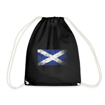 Vintage Scottish Flag, Grunge Saltire - Drawstring Bag - black - Front