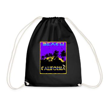 California Beach ein super Sommer Shirt - Turnbeutel - Schwarz - Vorne