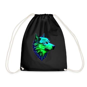 Wolf polygonale Form - Turnbeutel - Schwarz - Vorne