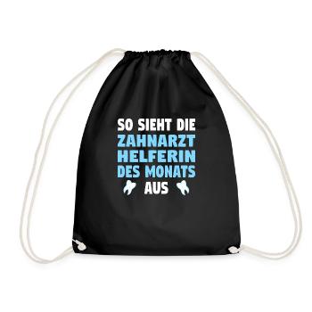 Zahnarzthelfer Zahnmedizin Zahnarzthelferin Zahn - Turnbeutel - Schwarz - Vorne
