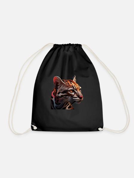 just a boy girl who loves Ocelots Ocelot ocelot ocelot - Drawstring Bag - black