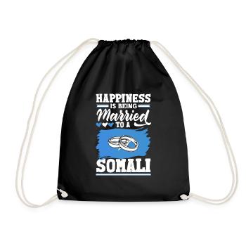 Somali Somalia Flag Happiness Is Being Married To - Drawstring Bag - black - Front