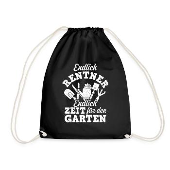 Endlich Rentner! Endlich Zeit Für Den Garten Garte - Turnbeutel - Schwarz - Vorne