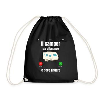 Caravane | Camping-car | Le campeur appelle - Sac de sport léger - noir - Devant